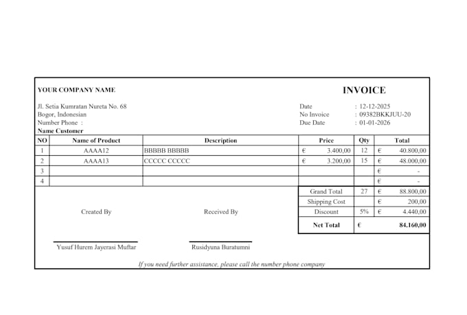 make a custom invoice